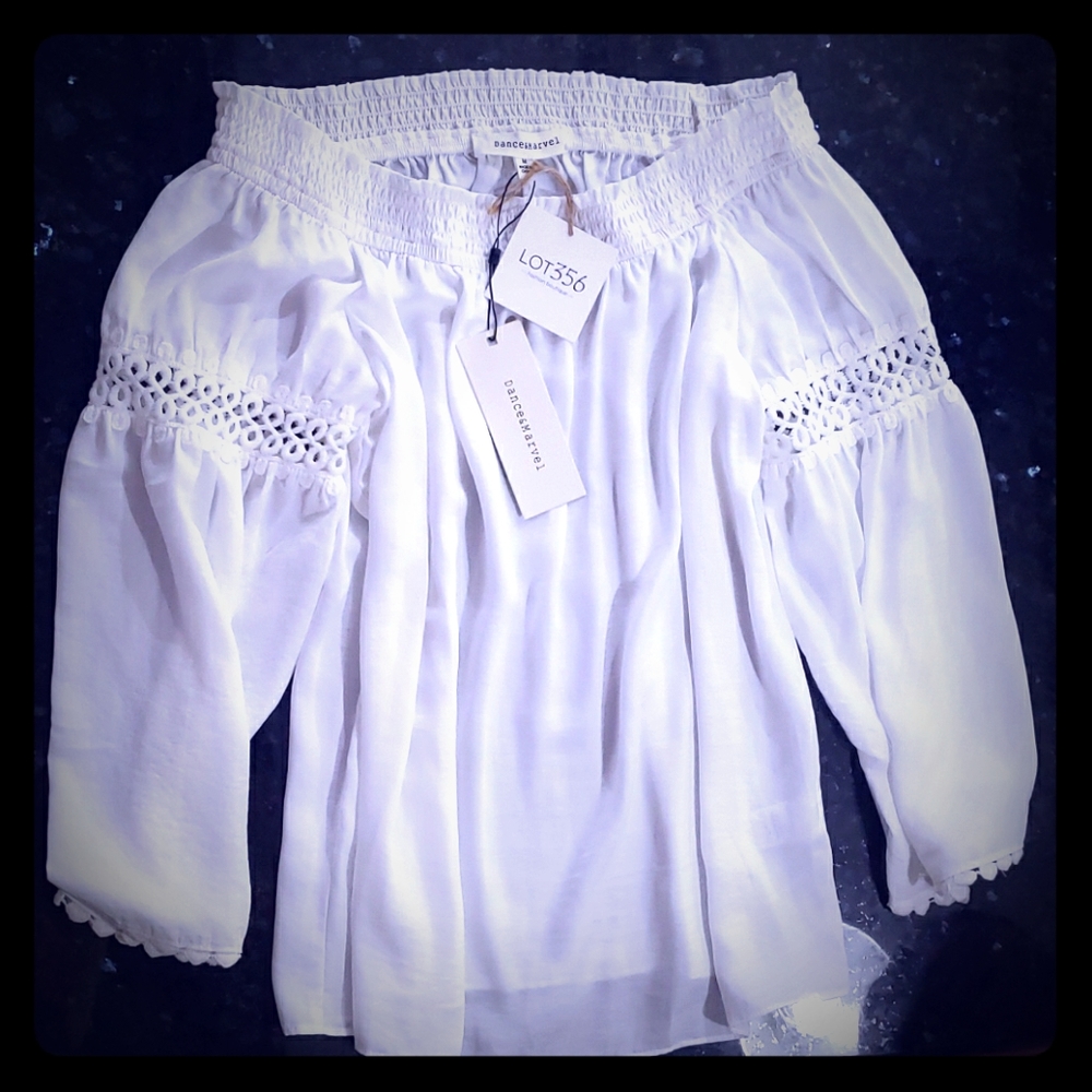 Dance and Marvel white off shoulder blouse
